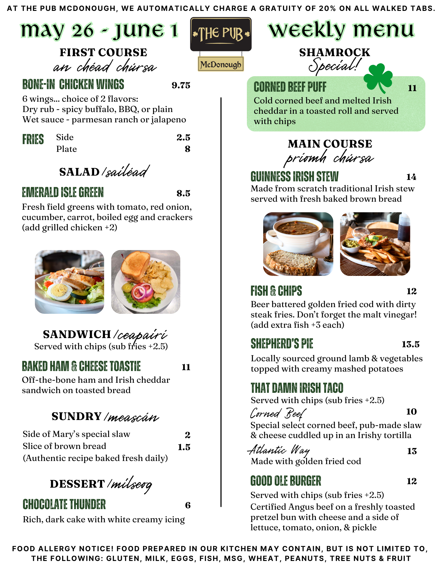 Menu May 26 - June1 1